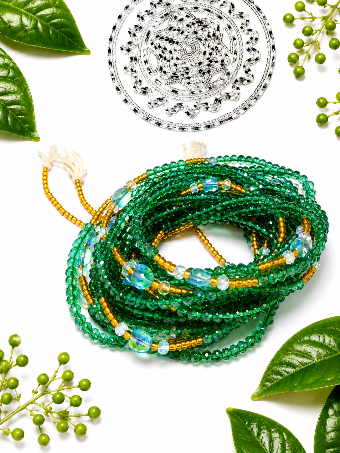 Emerald Radiance Multi-Strand Waist Beads