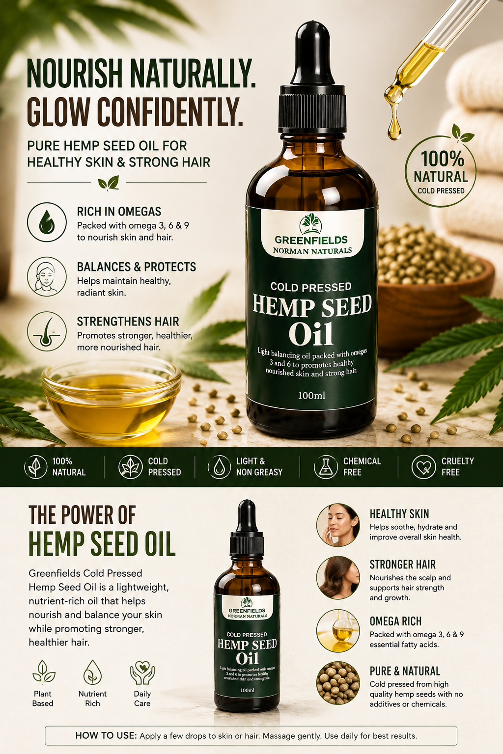 Organic cold pressed hemp seed oil-100ml
