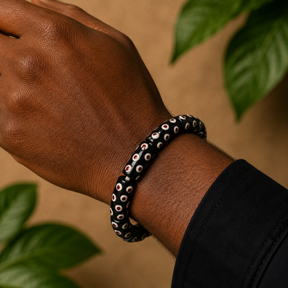 Black & Red Patterned Beaded Bracelet