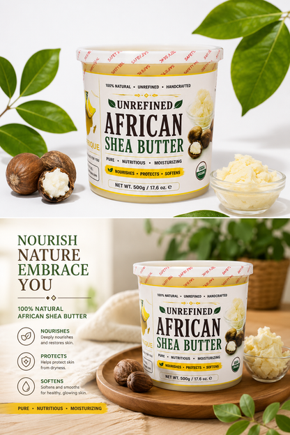 Pure African Shea Butter – Food-Grade & Natural Body Care, 500g