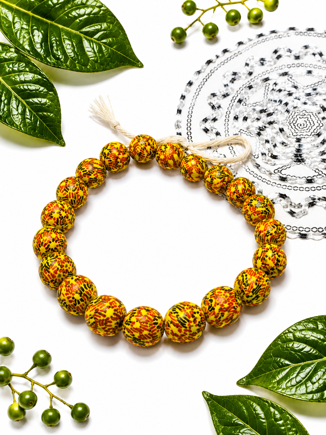 Golden Savannah African Artisan Wrist Beads – Yellow & Red