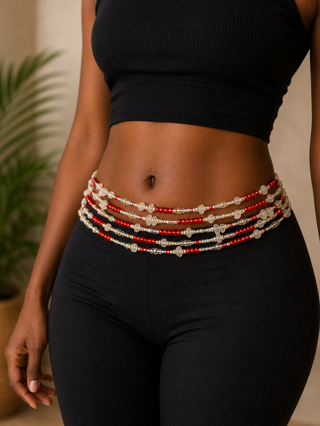 Blush & Ruby Romance Multi-Strand Waist Beads