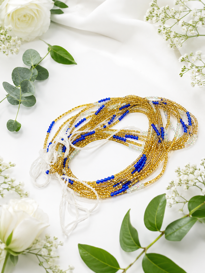 Blue Royalty Multi-Strand Waist Beads – Gold & Blue