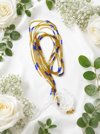 Blue Royalty Multi-Strand Waist Beads – Gold & Blue