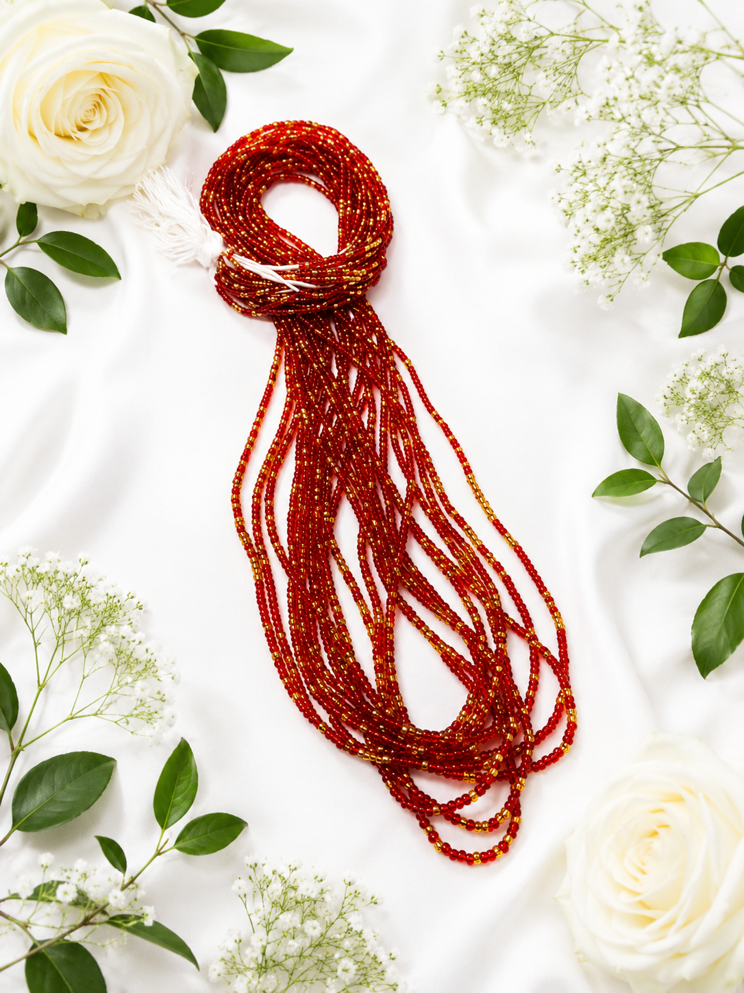 Bohemian Glow Red & Gold Multi-Strand Waist Beads