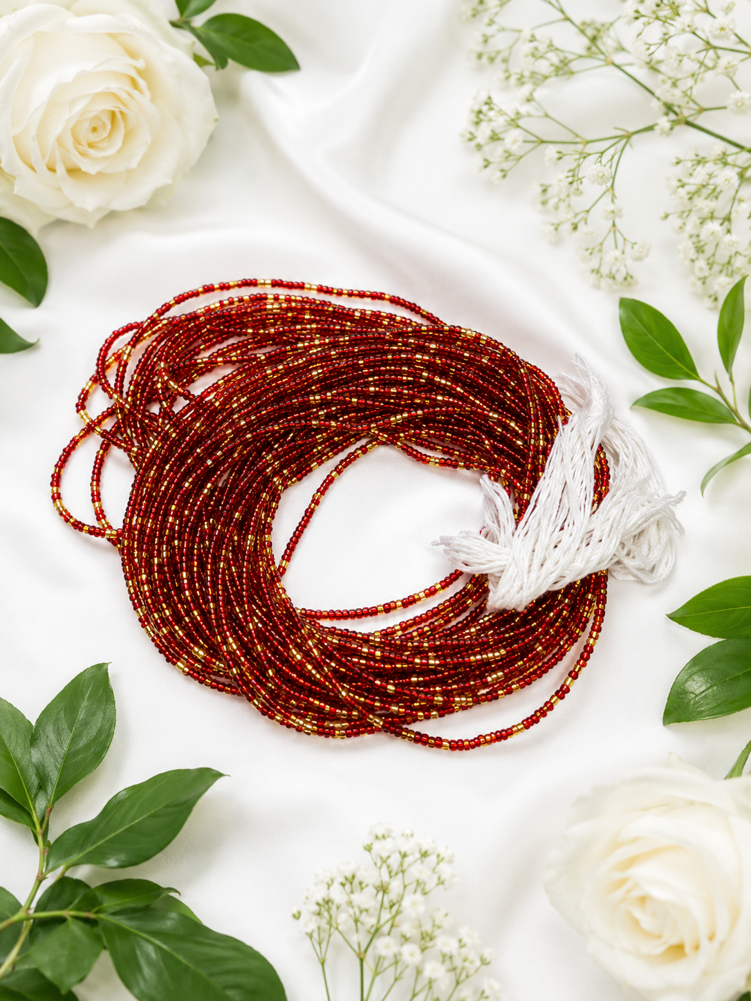Bohemian Glow Red & Gold Multi-Strand Waist Beads