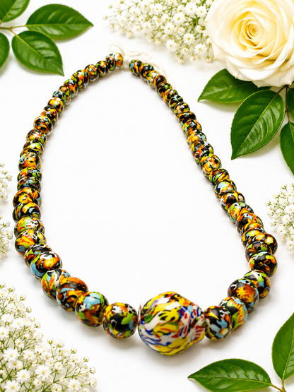 Tropical Mosaic Statement Beaded Necklace