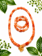 Coral Glow Beaded Necklace & Bracelet Set