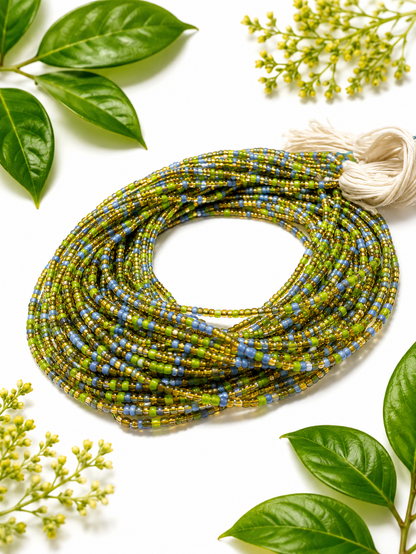 Emerald Breeze Multi-Strand Seed-Bead Waist Beads