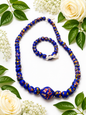 Royal Blue Marbled Necklace ; Bracelet Bundle