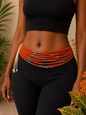 Sunset Ember Multi-Strand Waist Beads – Orange, Gold & Blue
