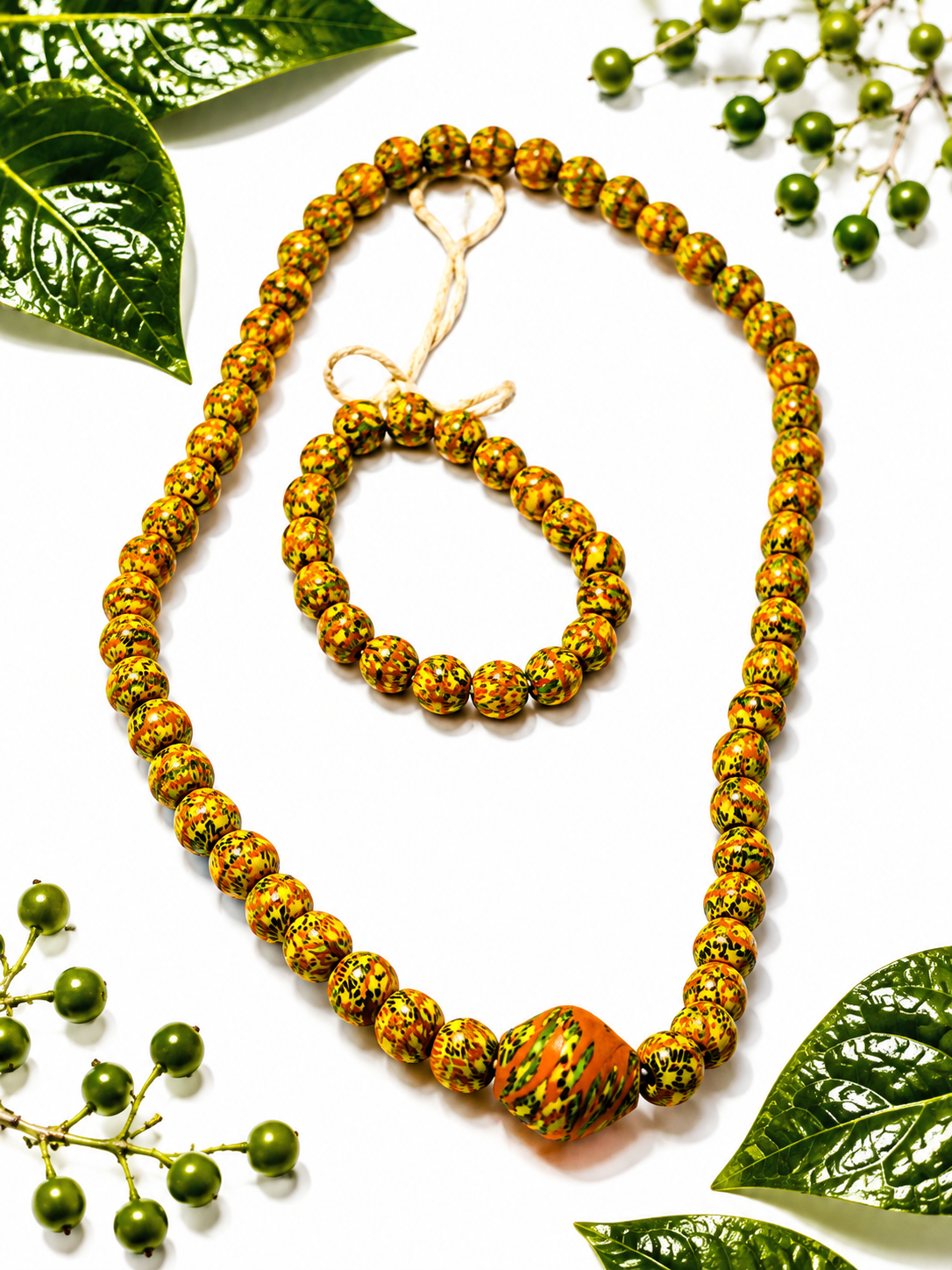 Golden Tropic Marbled Necklace ; Bracelet Bundle