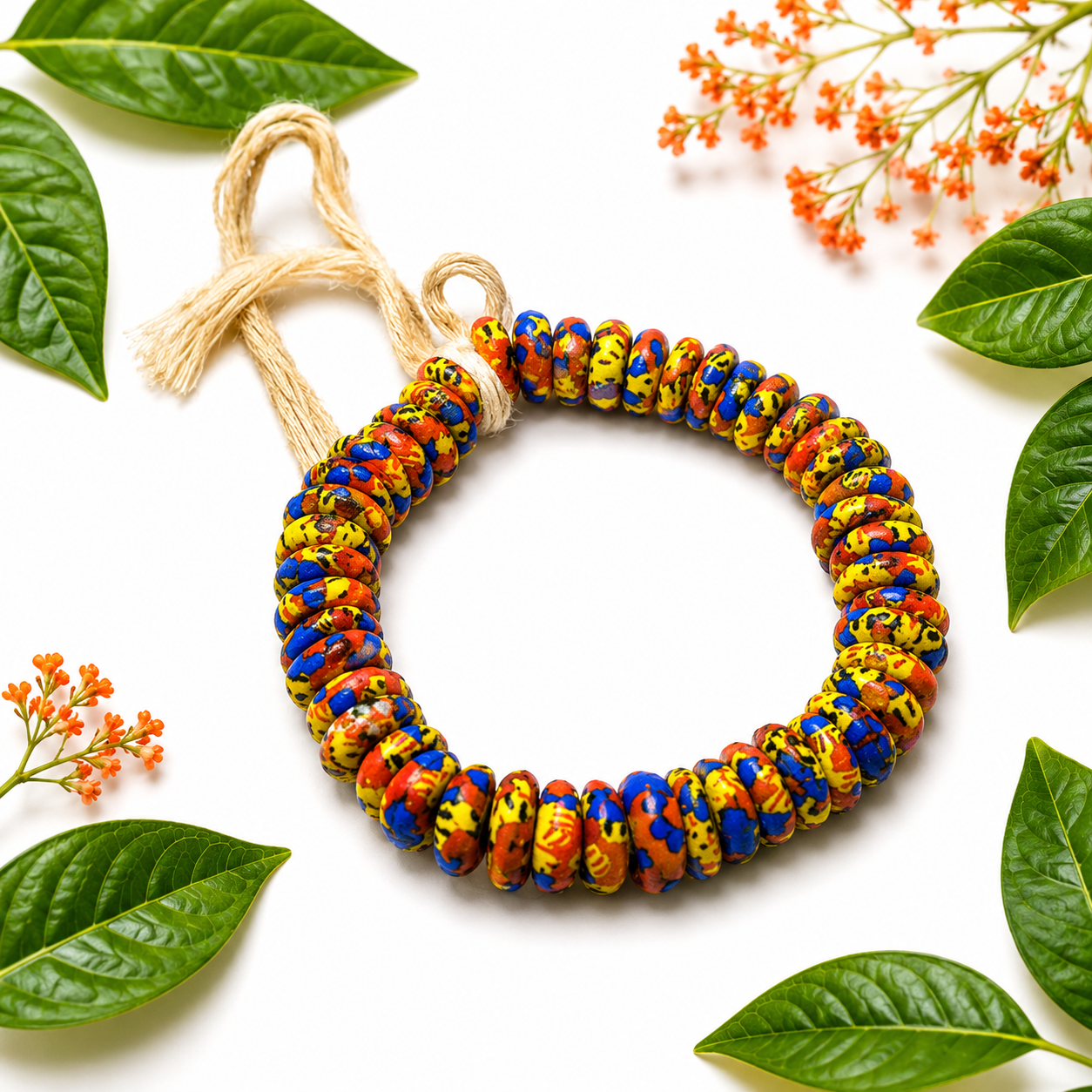 Vibrant African Marbled Beaded Bracelet