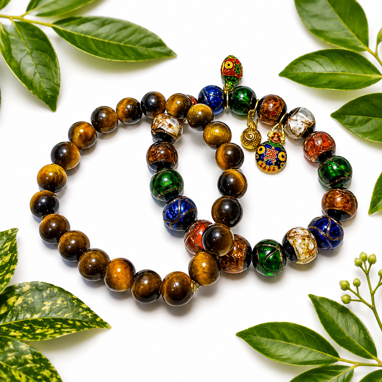 Earth & Color Duo – Tiger Eye & Multicolor Wrist Bead Set