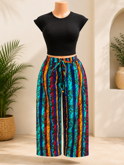 Vibrant African Print Palazzo Pants – Wide-Leg Comfort & Style
