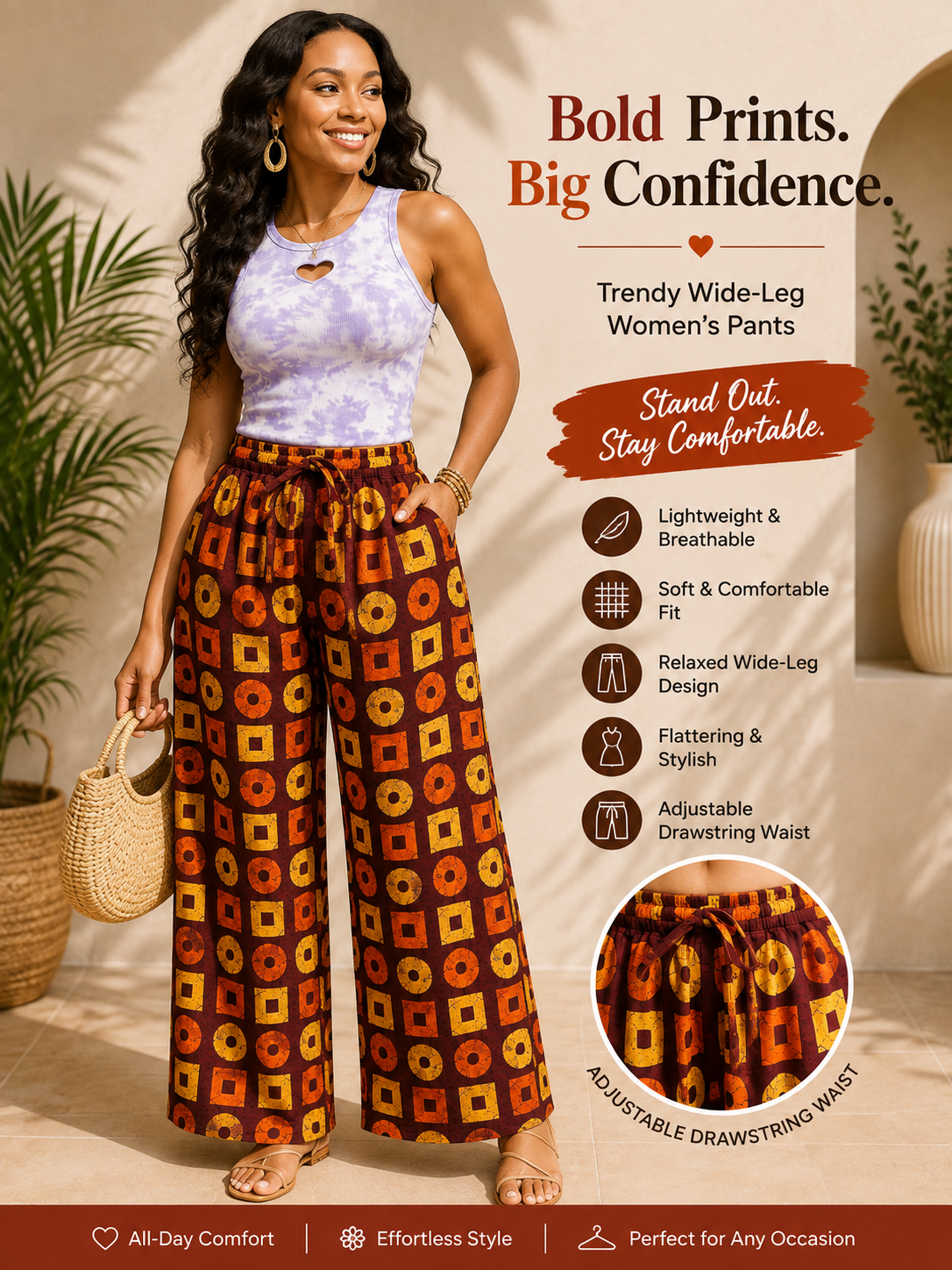 African Print Palazzo Pants – Wide-Leg Comfort & Style