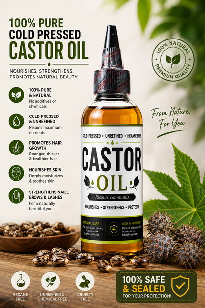 100% natural cold pressed castor seed oil